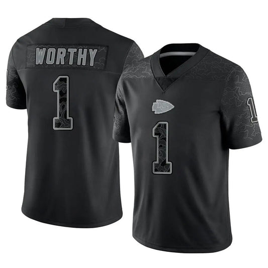 KC.Chiefs #1 Xavier Worthy Player Black RFLCTV Limited Football Jerseys