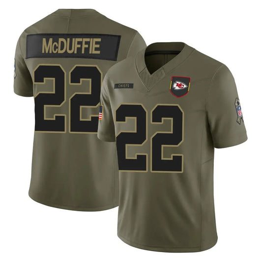 KC.Chiefs #22 Trent McDuffie Player Olive Salute to Service Limited Football Jerseys