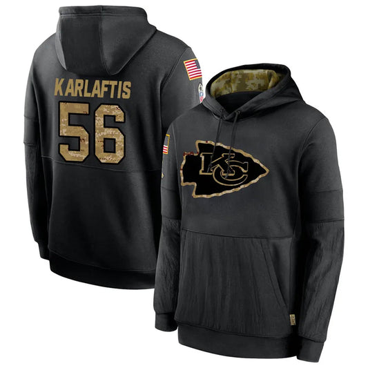 KC.Chiefs #56 George Karlaftis Player Black Salute to Service Hoodies Football Jerseys