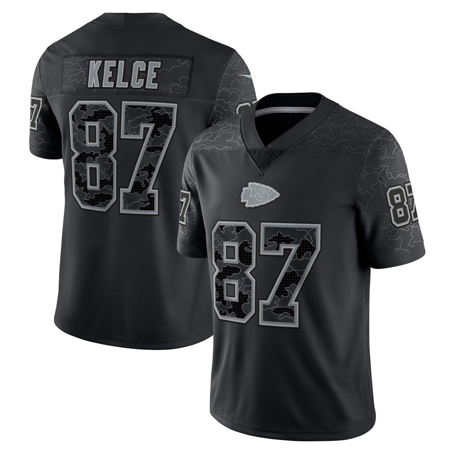 KC.Chiefs #87 Travis Kelce Player Black RFLCTV Limited Football Jerseys