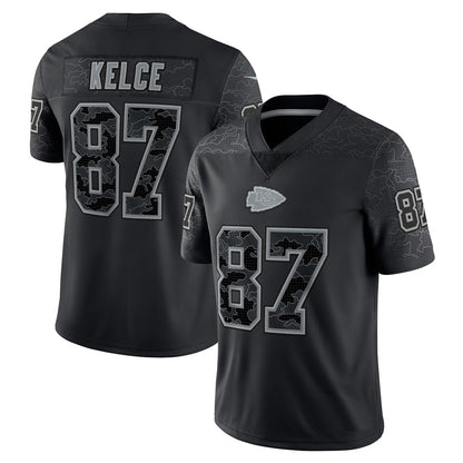 KC.Chiefs #87 Travis Kelce Player Black RFLCTV Limited Football Jerseys