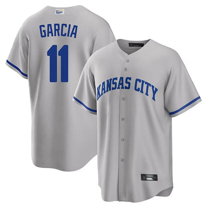 KC.Royals #11 Maikel Garcia Player Gray Home Replica Baseball Jerseys
