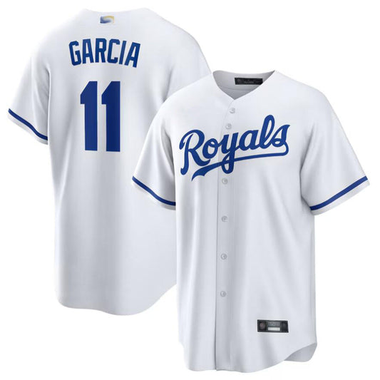 KC.Royals #11 Maikel Garcia Player White Home Replica Baseball Jerseys