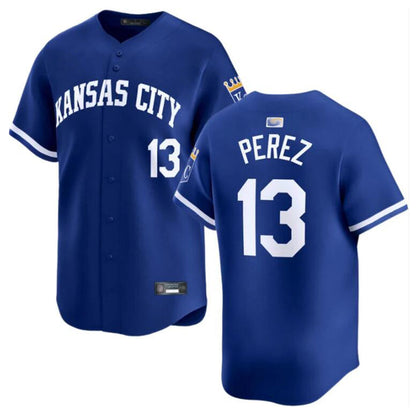 KC.Royals #13 Salvador Perez Player Blue Home Limited Baseball Jerseys