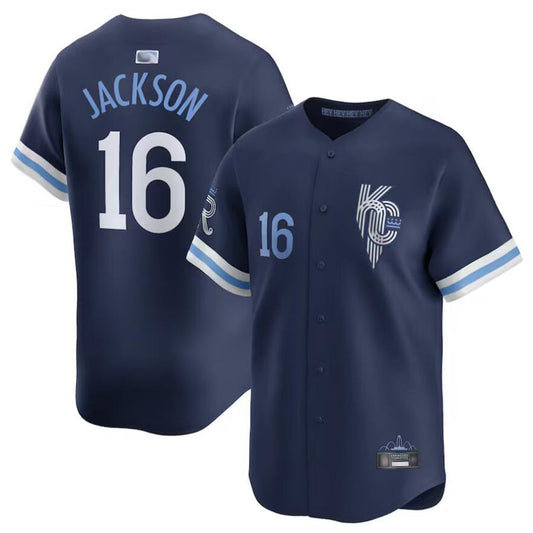 KC.Royals #16 Bo Jackson Player Navy City Connect Retired Baseball Jerseys