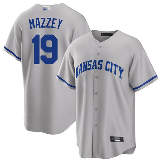 KC.Royals #19 Michael Massey Player Gray Home Replica Baseball Jerseys