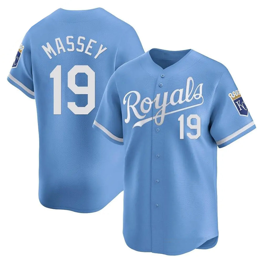 KC.Royals #19 Michael Massey Player Light Blue Home Limited Baseball Jerseys