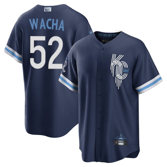 KC.Royals #52 Michael Wacha Player Navy City Connect Baseball Jerseys