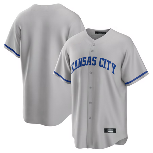 KC.Royals Blank Player Gray Road Replica Team Baseball Jerseys