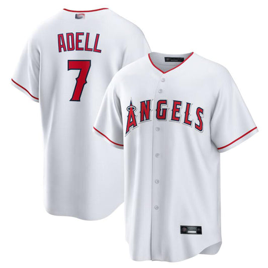 LA.Angels #7 Jo Adell Player White Home Replica Baseball Jerseys