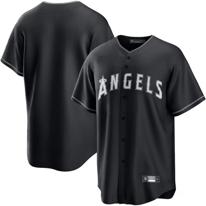 LA.Angels Blank Player Black Lights Out Replica Baseball Jerseys