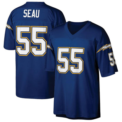 LA.Chargers #55 Junior Seau Player Mitchell & Ness Royal Legacy Replica Football Jerseys