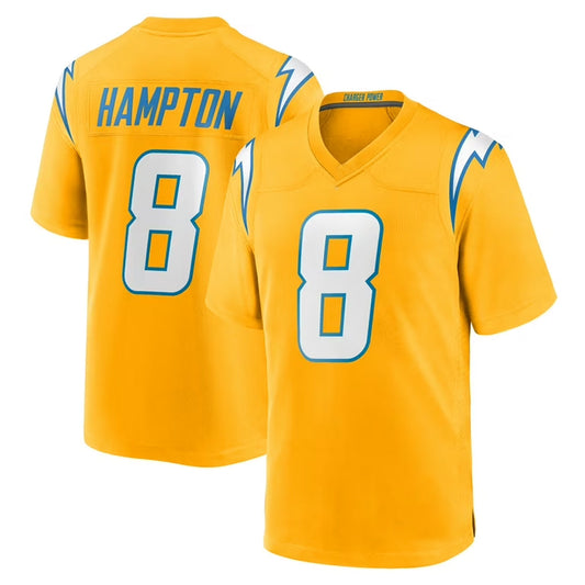 LA.Chargers #8 Omarion Hampton Player Gold Home Game Football Jerseys