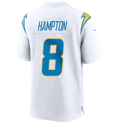 LA.Chargers #8 Omarion Hampton Player White Home Game Football Jerseys