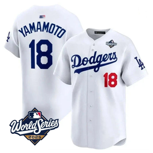LA.Dodgers #18 Yoshinobu Yamamoto Player 2025 World Series Whtie Home Game Baseball Jerseys