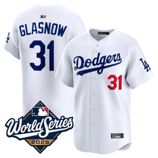 LA.Dodgers #31 Tyler Glasnow Player White Home Limited World Series Baseball Jerseys