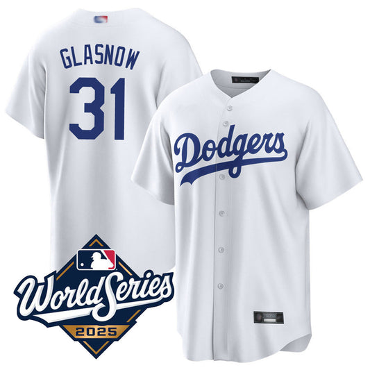 LA.Dodgers #31 Tyler Glasnow Player White Home World Series Replica Baseball Jerseys