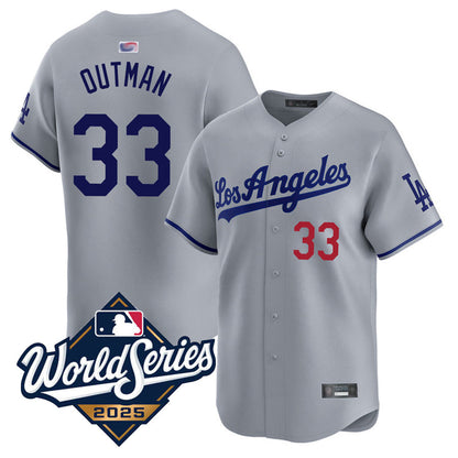 LA.Dodgers #33 James Outman Player Road Limited World Series Baseball Jerseys