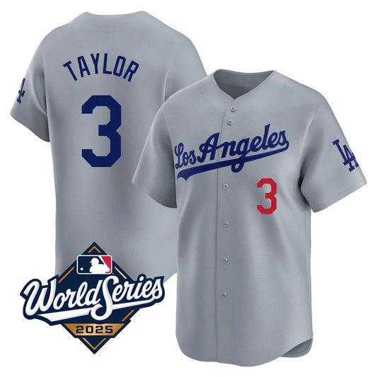 LA.Dodgers #3 Chris Taylor Player Gray Limited Game World Series Baseball Jerseys