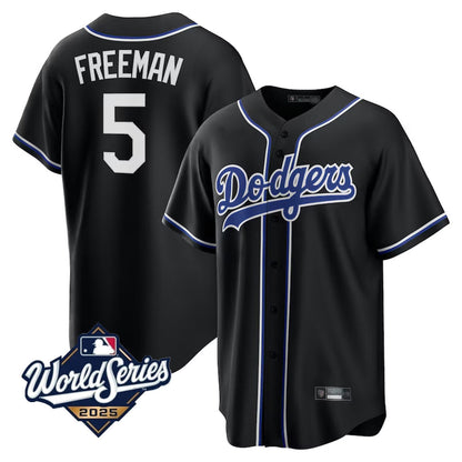 LA.Dodgers #5 Freddie Freeman Player 2025 World Series Black Home Game Baseball Jerseys