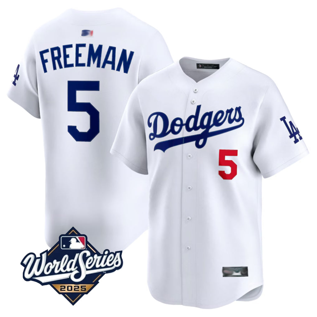 LA.Dodgers #5 Freddie Freeman Player 2025 World Series White Home Game Baseball Jerseys