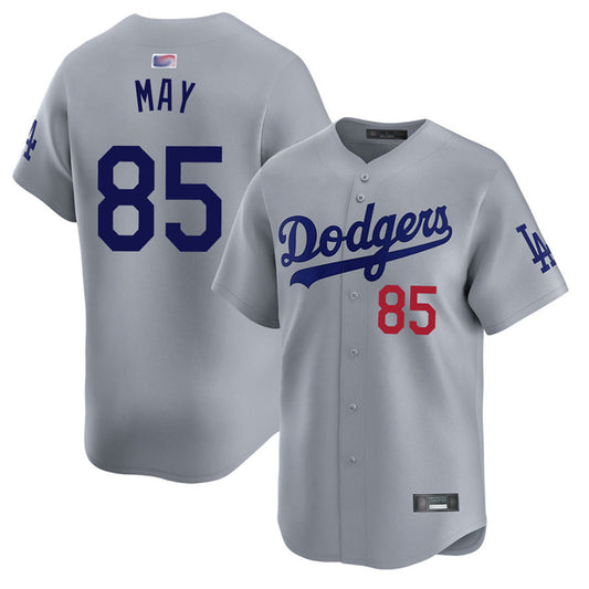 LA.Dodgers #85 Dustin May Player Gray Road Limited Baseball Jerseys