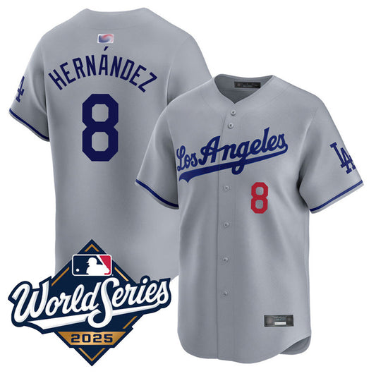 LA.Dodgers #8 Enrique Hernandez Player Gray Road Limited World Series Baseball Jerseys