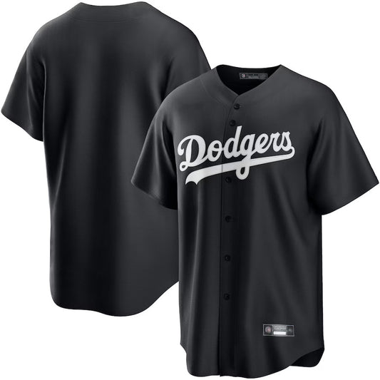 LA.Dodgers Blank Player Black Lights Out Replica Baseball Jerseys