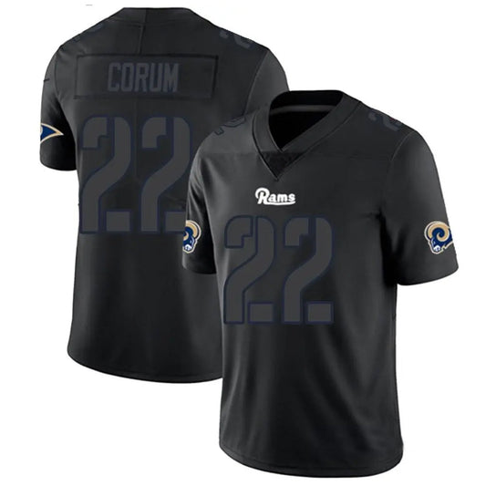 LA.Rams #22 Blake Corum Player Limited Black Impact Football Jerseys