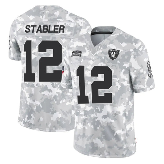 LV.Raiders #12 Ken Stabler Player Arctic Camo Salute to Service Limited Football Jerseys