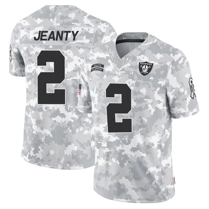 LV.Raiders #2 Ashton Jeanty Player Arctic Camo Salute to Service Limited Football Jerseys
