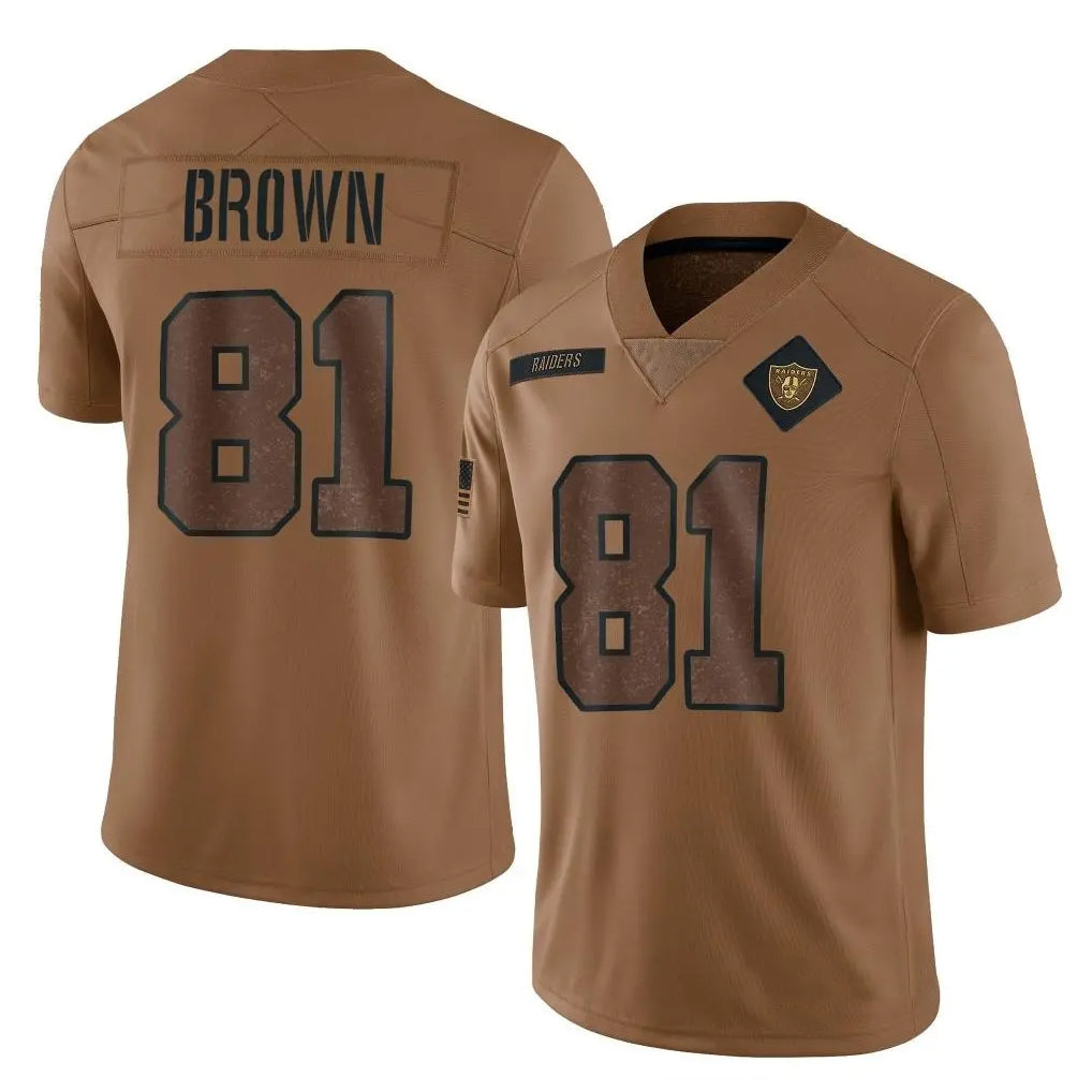 LV.Raiders #81 Tim Brown Player Brown Salute To Service Limited Football Jerseys