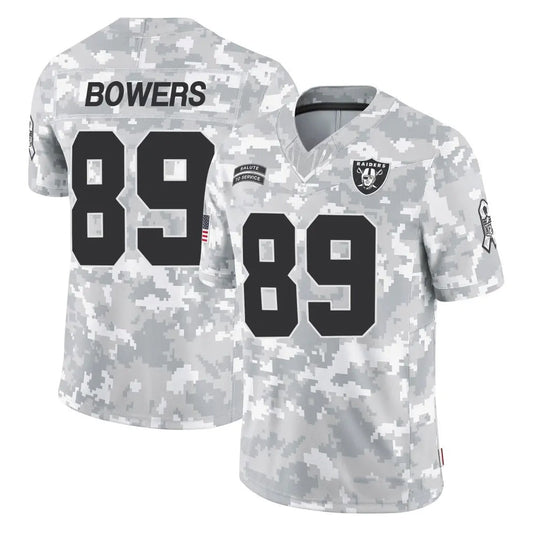 LV.Raiders #89 Brock Bowers Player Arctic Camo Salute to Service Limited Football Jerseys