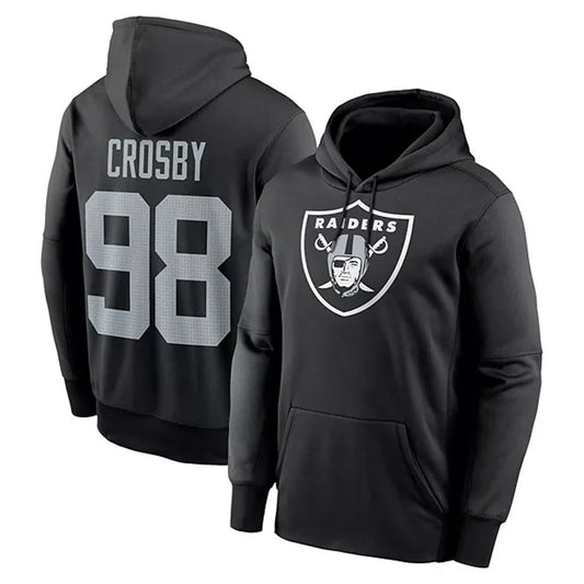 LV.Raiders #98 Maxx Crosby Player Black Salute to Service Hoodies Football Jerseys
