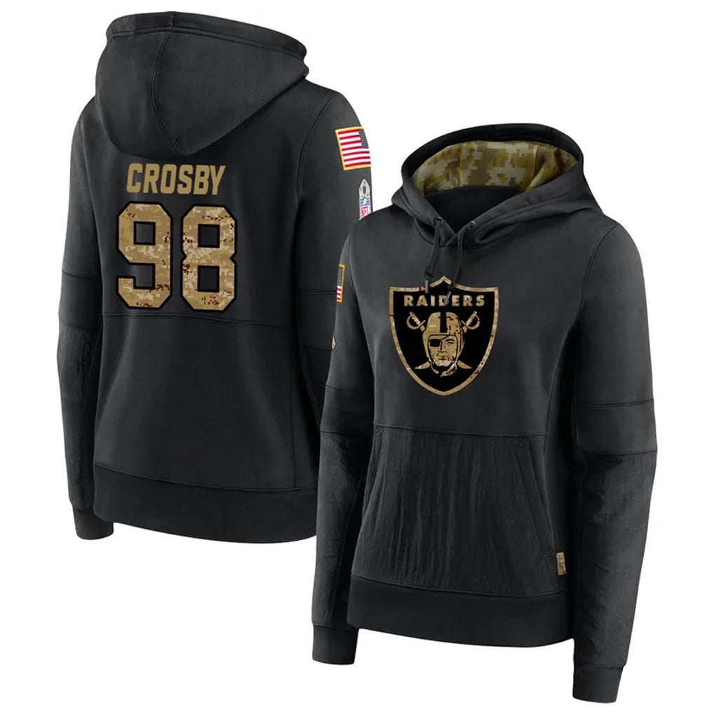 LV.Raiders #98 Maxx Crosby Player Salute to Service Black Hoodies Football Jerseys