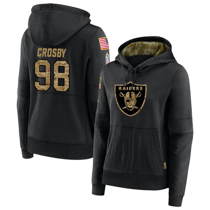 LV.Raiders #98 Maxx Crosby Player Salute to Service Black Hoodies Football Jerseys