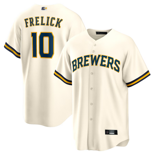 M.Brewers #10 Sal Frelick Player Cream Home Replica Baseball Jerseys