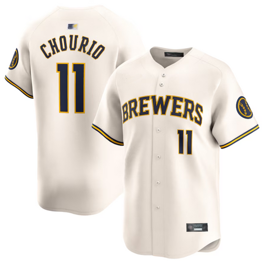 M.Brewers #11 Jackson Chourio Player Cream Home Limited Baseball Jerseys