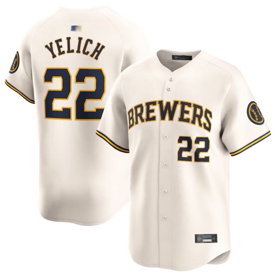 M.Brewers #22 Christian Yelich Player Cream Home Limited Baseball Jerseys