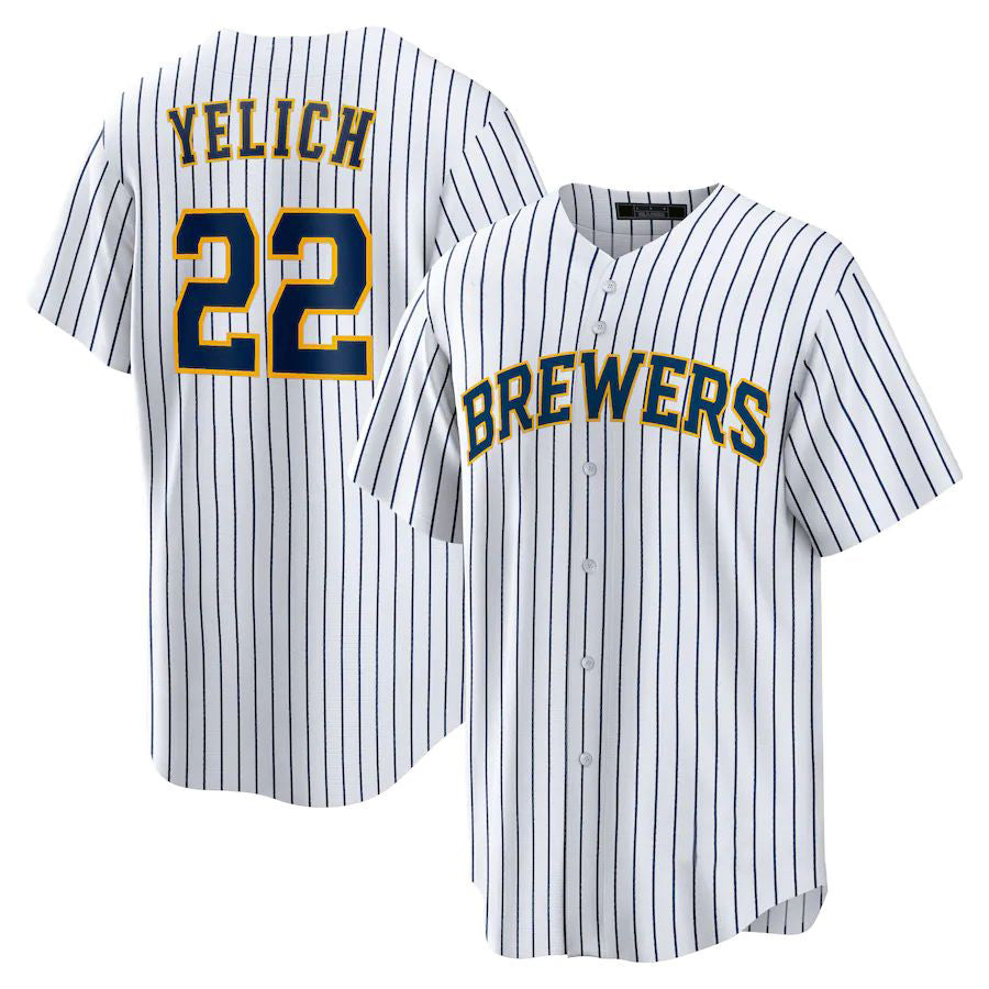 M.Brewers #22 Christian Yelich Player White Replica Baseball Jerseys