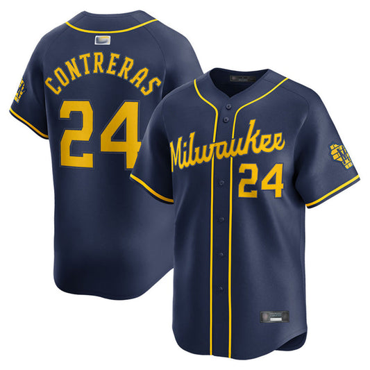 M.Brewers #24 William Contreras Player Navy Limited Baseball Jerseys