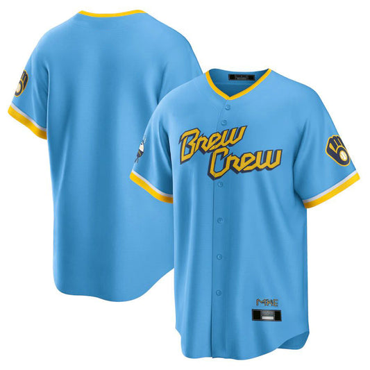 M.Brewers Blank Player Blue City Connect Replica Baseball Jerseys