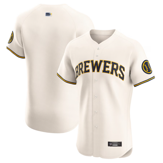 M.Brewers Blank Player Cream Vapor Premier Elite Baseball Jerseys