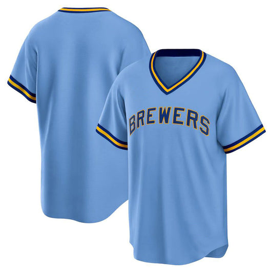 M.Brewers Blank Player Powder Blue Cooperstown Collection Baseball Jerseys