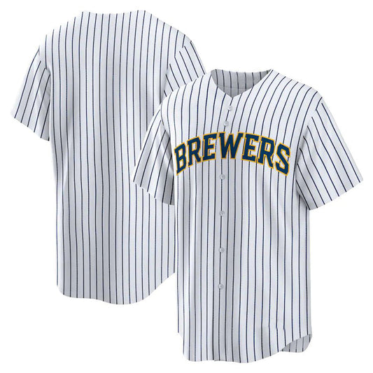 M.Brewers Blank Player White Home Replica Baseball Jerseys