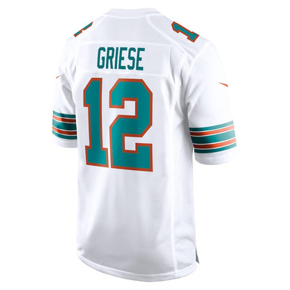 M.Dolphins #12 Bob Griese Player White Home Game Football Jerseys