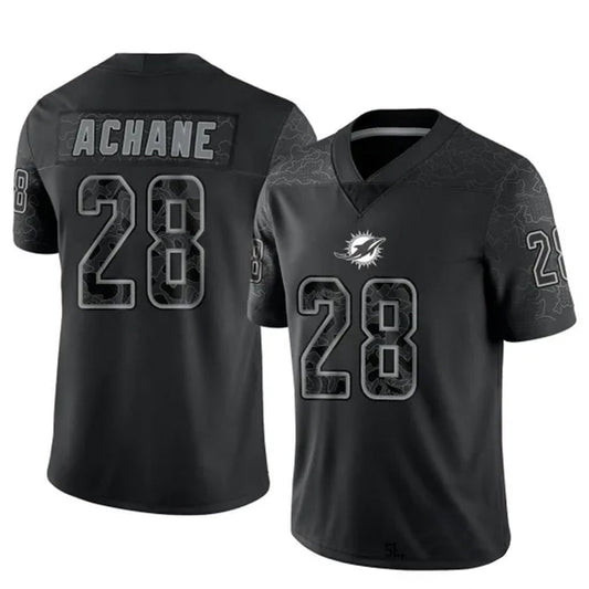 M.Dolphins #28 De?¡¥Von Achane Player Black RFLCTV Limited Football Jerseys