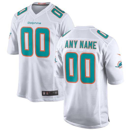 M.Dolphins Game Road Football Jerseys - White - Custom