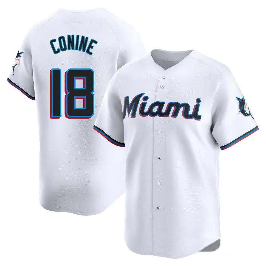 M.Marlins #18 Griffin Conine Player White Home Replica Baseball Jerseys