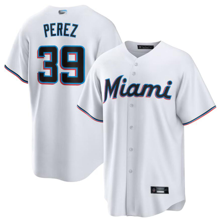 M.Marlins #39 Eury Perez Player White Home Replica Baseball Jerseys